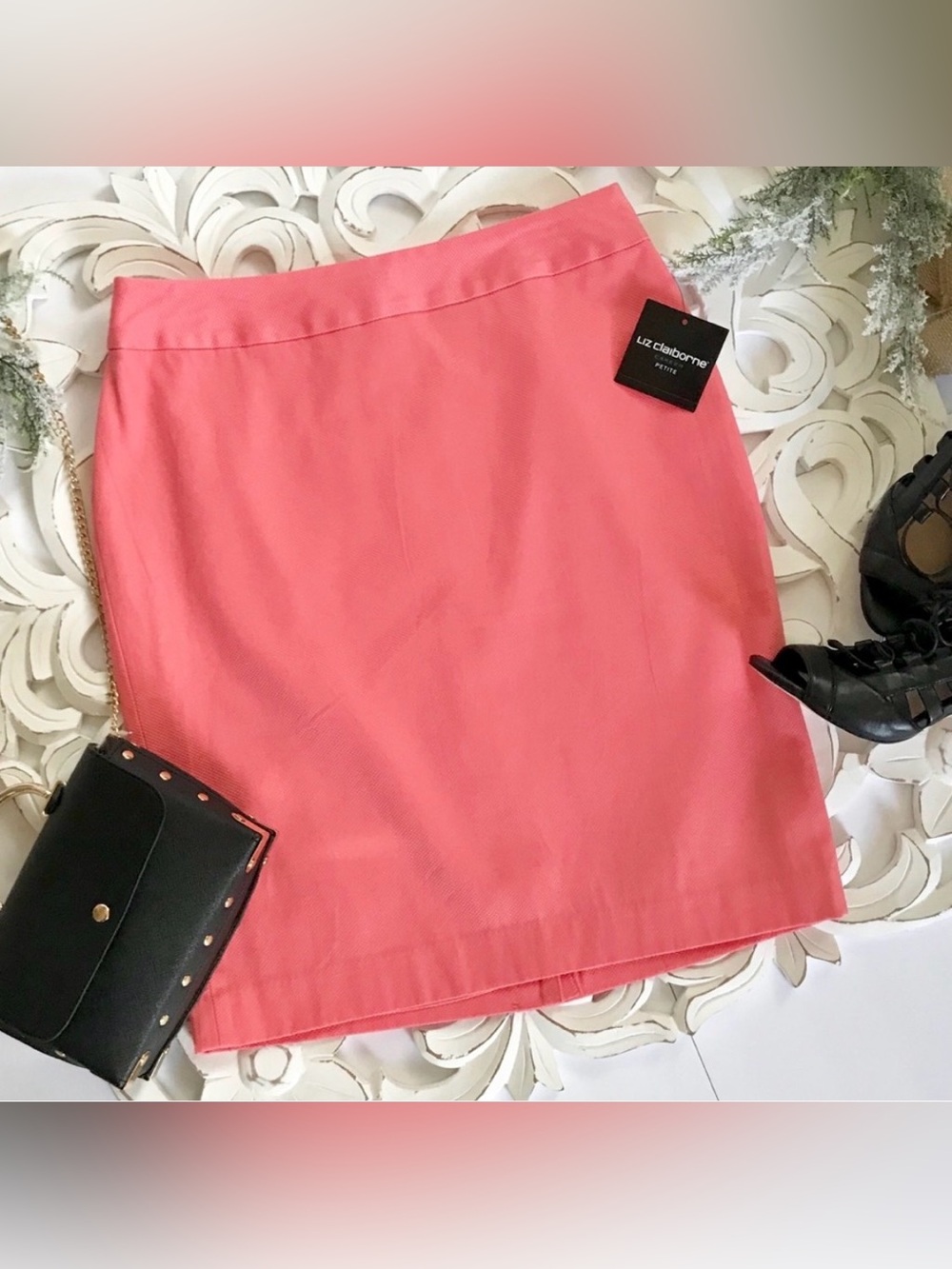 Liz Claiborne Coral-Orange Pencil Skirt